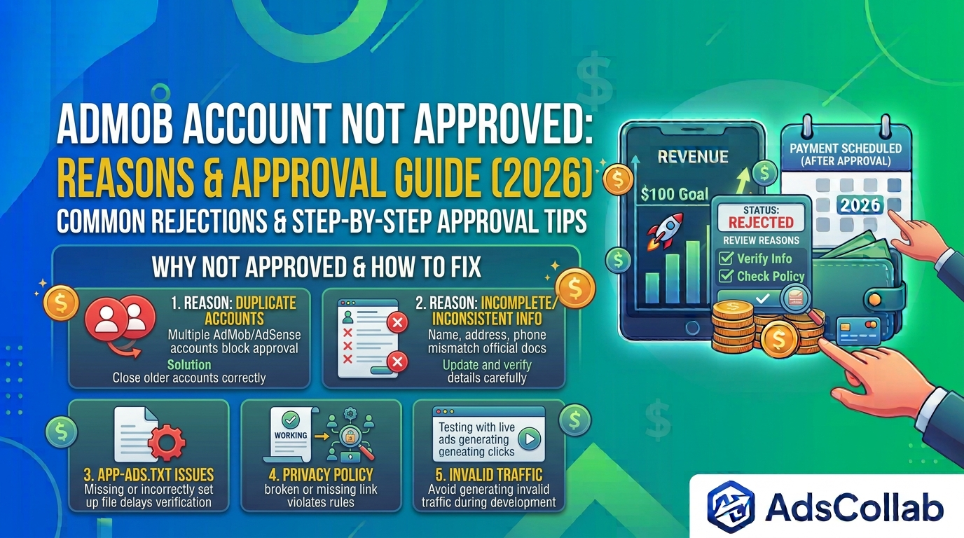 AdMob Account Not Approved: Reasons & How to Get AdMob Approval in 2026